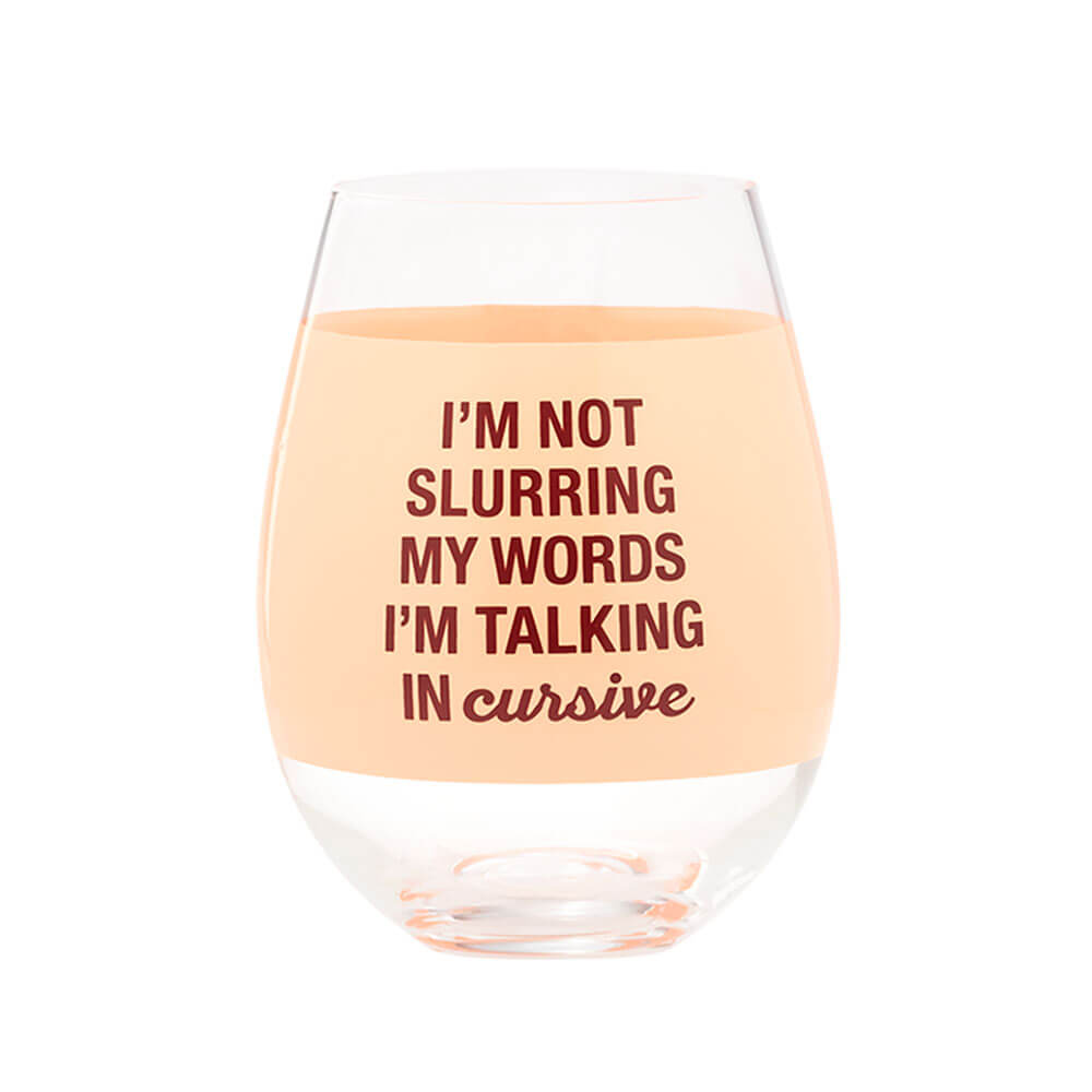 WINE GLASS EXTRA LARGE: TALKING IN CURSIVE - Creative Printz