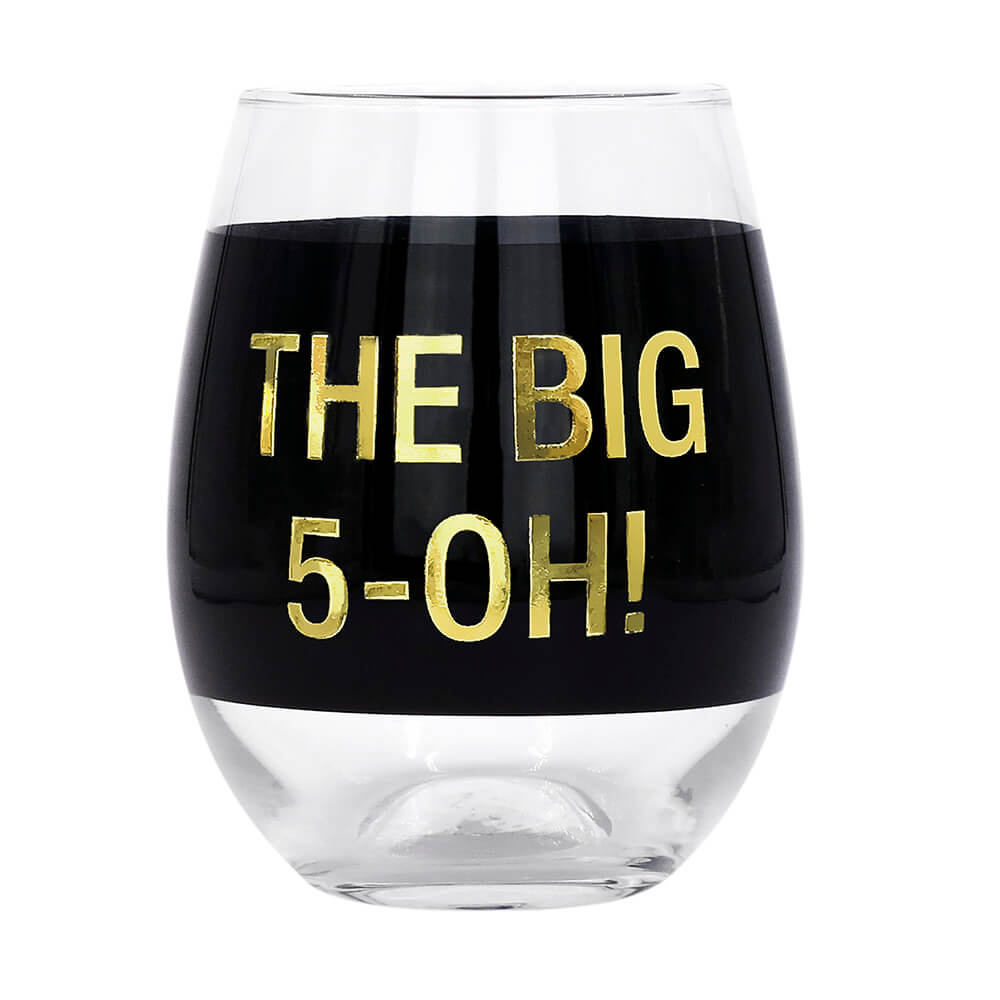 WINE GLASS: THE BIG 5-OH! (BLACK) - Creative Printz