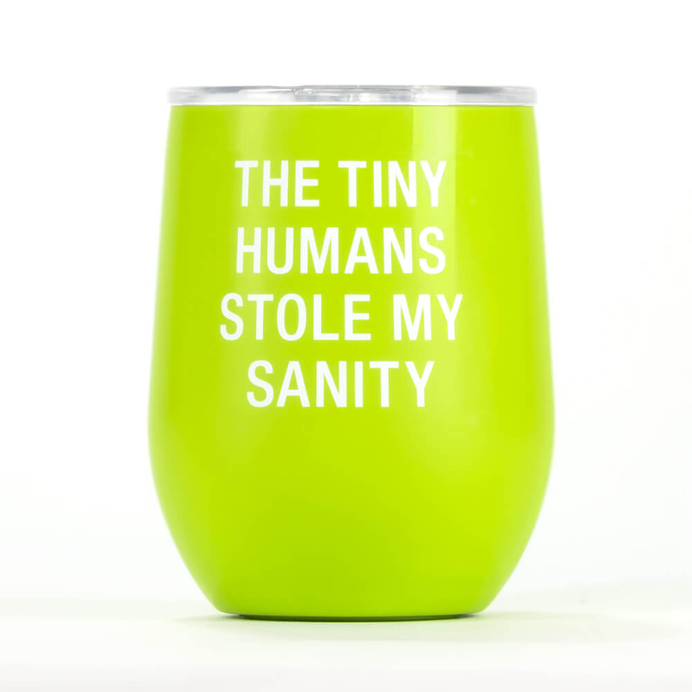 THERMAL WINE TUMBLER: TINY HUMANS (GREEN) - Creative Printz