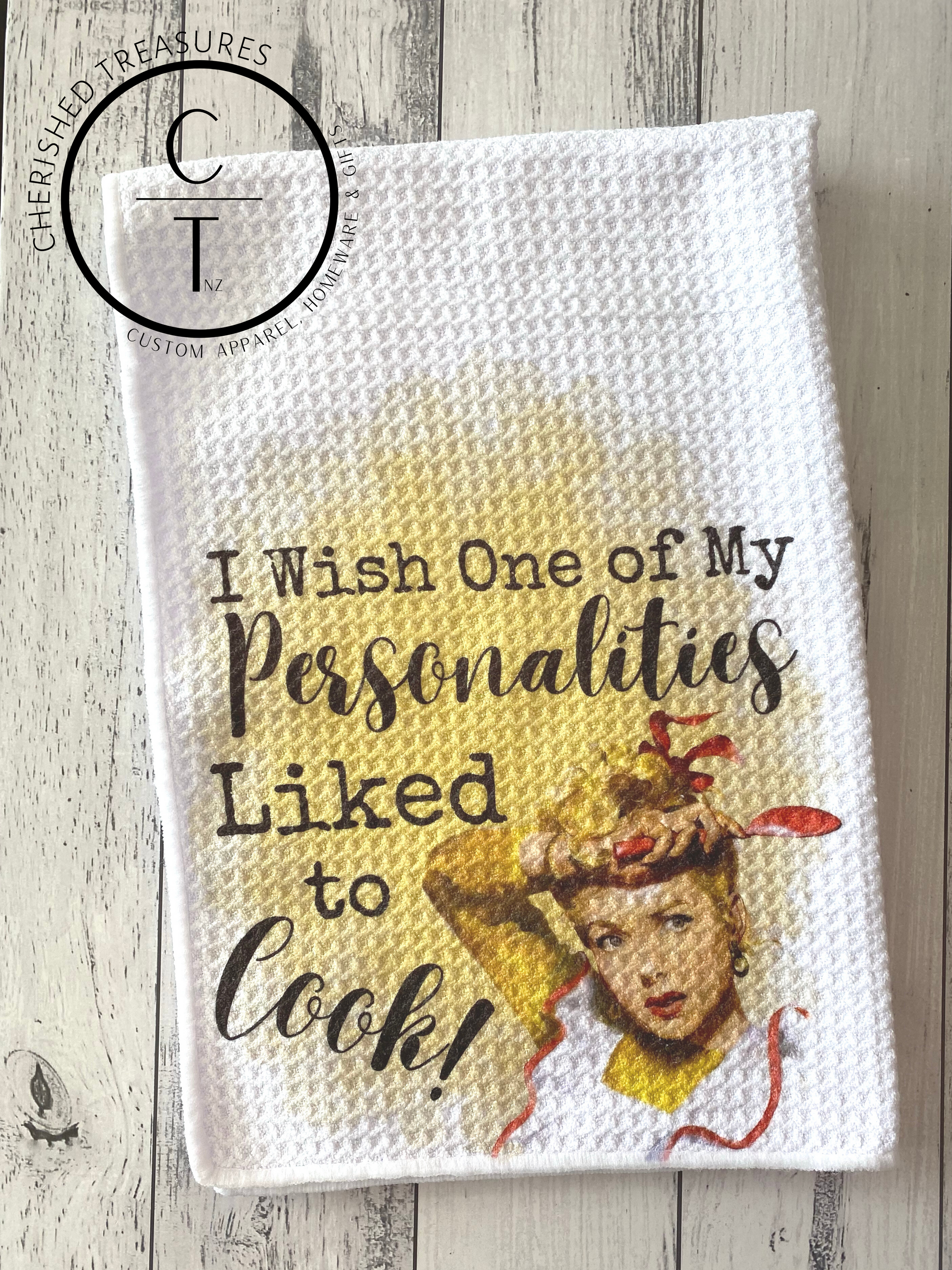 50'S Housewife Printed Waffle Tea Towel - Creative Printz