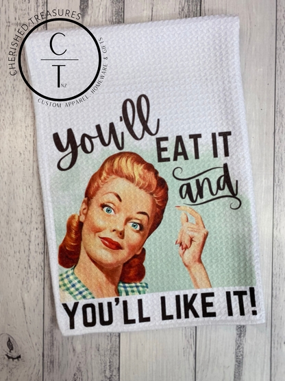 50'S Housewife Printed Waffle Tea Towel - Creative Printz